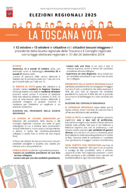 Eelzioni Regionali 12/13 ottobre 2025 - come si vota