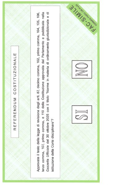 Referendum 22/23 marzo 2026 - apertura seggi e facsimile scheda elettorale