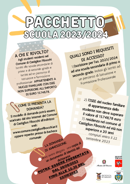 Pacchetto scuola 23/24:  domande dal 28/08 al 22/09