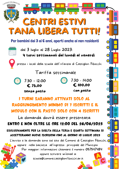 Locandina promozionale centri estivi 2023 Locandina promozionale centri estivi 2023