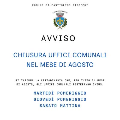 Avviso chiusua agosto