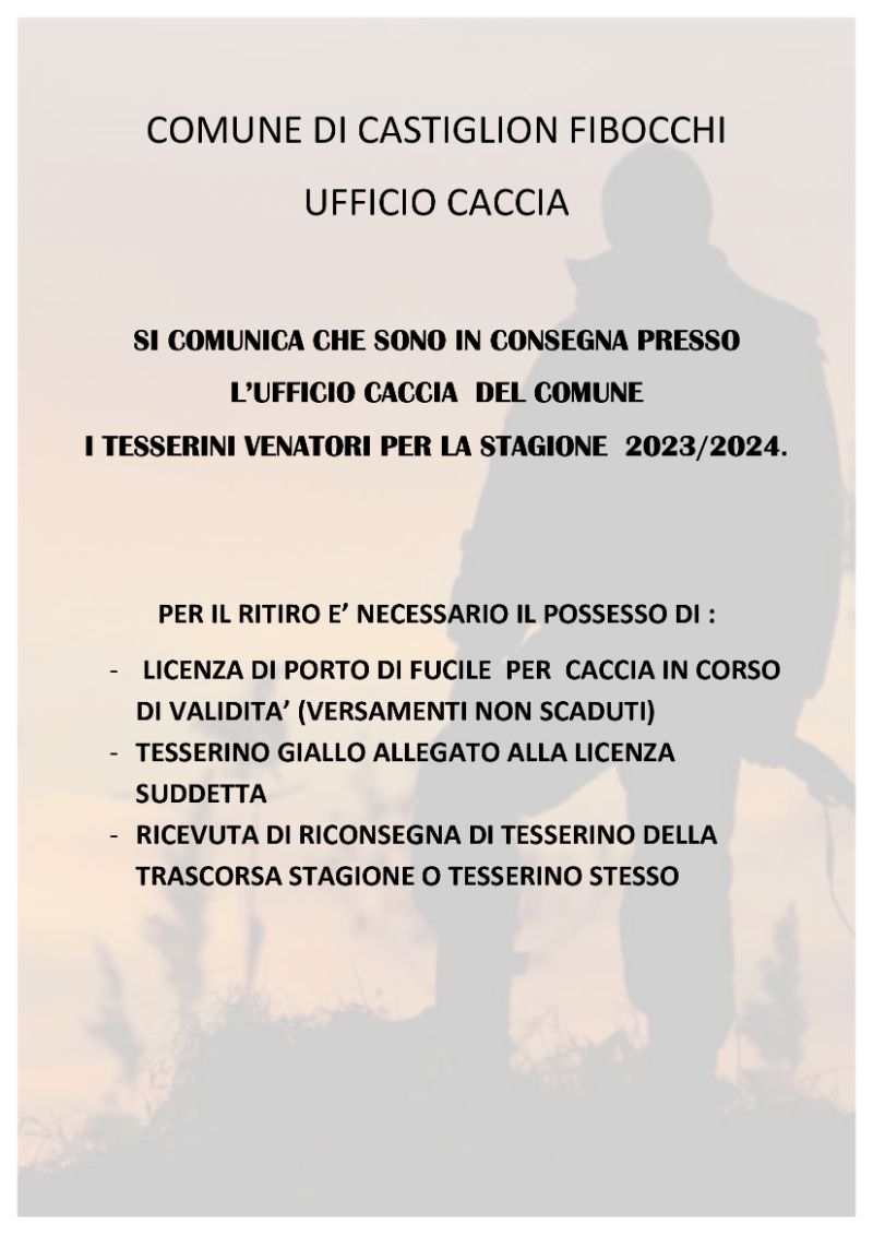 tesserini venatori stagione 2023/2024 tesserini venatori stagione 2023/2024