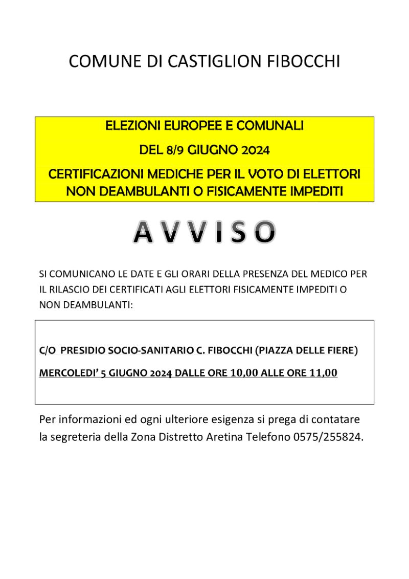 CERTIFICAZIONI MEDICHE ELETTORI IMPEDITI