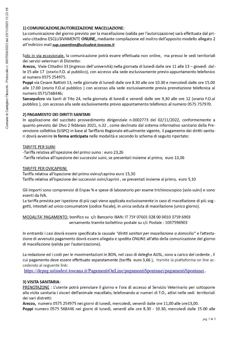 macellazione suini e ovi-caprini a domicilio - anno 2023 - 2024