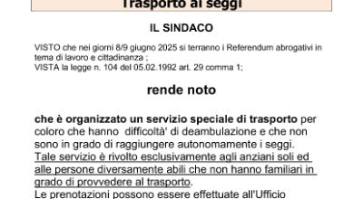 Referendum 8/9 giugno 2025 - Trasporto ai seggi