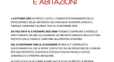 Censimento permanente della popolazione e delle abitazioni - anno 2025