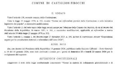convocazione comizi elettorali referendum 22/23 marzo 2026