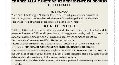 aggiornamento albo presidenti di seggio - anno 2027