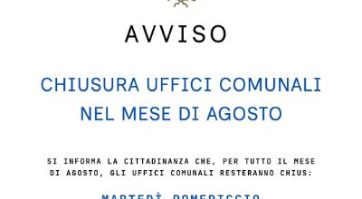 Avviso chiusua agosto
